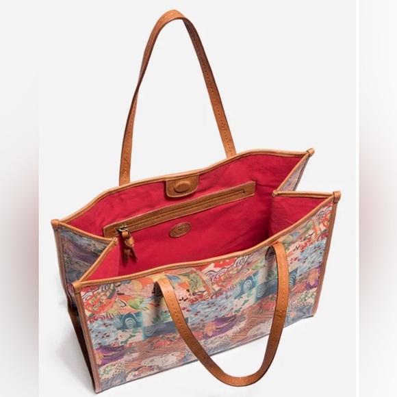 🆕 Johnny Was Grace Iconic Patchwork Tote Bag Tan Leather Iconic Patchwork Design - Picture 11 of 16